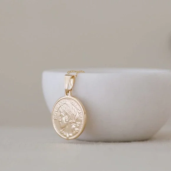 French Coin Necklace | 18k Gold Filled - Picture 5 of 10